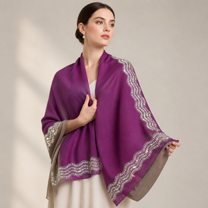 Elegant Merino <b>Wool</b> Stoles for Women Designer Winter <b>Wool</b> <b>Wrap</b> Soft Warm Scarf Swarovski Crystals Traditional Scarves Shawls - Product Image 3
