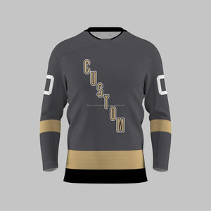 Personalizado de alta calidad 100% poliéster hombres mujeres desgaste de hockey sobre hielo bajo MOQ al por mayor bordado personalizado barato jersey de hockey en blanco - Product Image 2