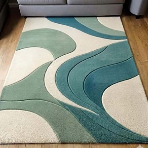 Alfombra de lana de lujo hecha a mano, color azul cielo, alfombra premium para decoración del hogar, alfombra contemporánea de diseño artístico, alfombra decorativa para dormitorio. - Product Image 2