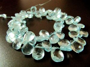 Cuentas de Aguamarina Natural Azul, Forma de Pera Facetada, Tipo Briolette - Product Image 1