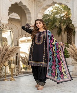 Fancy Natural Silk Embroidery Work <b>Top</b> Patiala With Dupatta Women Ethnic Wear <b>Wedding</b> Party Dress 85478 KARMA- MT- 1077 - Product Image 2