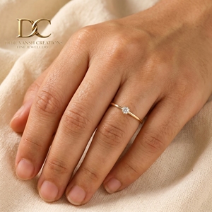 Bague classique en or massif 14 carats certifiée IGI avec diamant de laboratoire taille brillant rond, bijoux de luxe pour femme pour mariage - Product Image 5