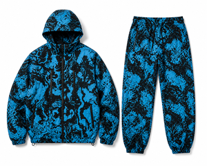 OEM Custom Blue Marble Print Sublimation Windbreaker Tracksuit <b>Men</b>’s Hooded Zip Up <b>jacket</b> for <b>men</b> and Baggy Jogger Set Wholesale - Product Image 2
