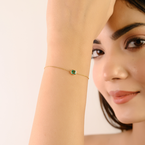 Nueva Pulsera de Cadena con Eslabones de Esmeralda Zambiana de Corte Octogonal, Delicada y Moderna, con una Sola Piedra, Precio de Mayoreo, Joyería de Oro Amarillo de 14K - Product Image 4