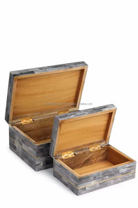 Caja de joyería de madera con incrustaciones de hueso de rayas grises ecológicas para mujer, cajas de joyería de almacenamiento y regalo de cantidad a granel - Product Image 3