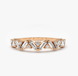 14K Gold Vintage Pav Lab Grown <b>Diamond</b> Bridal Wedding <b>Ring</b> - Product Image 2