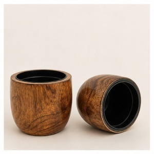 Maceta Redonda Moderna Ecológica de Madera de Mango, Hecha a Mano, de Madera Maciza, para Suculentas y Uso en Jardines Interiores - Product Image 2