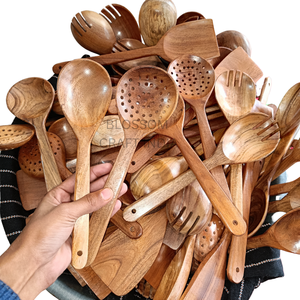 Elegante Juego de Cucharas de Cocina de Madera de Acacia, Utensilios de Cocina de Madera Duraderos para Servir, Producto Económico Ideal para Viajes - Product Image 1
