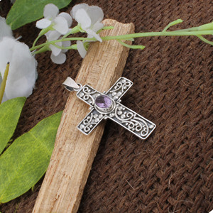 Vente en gros SHREE JAIPUR SILVER 925 Argent Sterling Breloques Croix en Onyx Noir Bijoux Vintage Faits à la Main Filigrane pour Femme 18 Pouces - Product Image 2