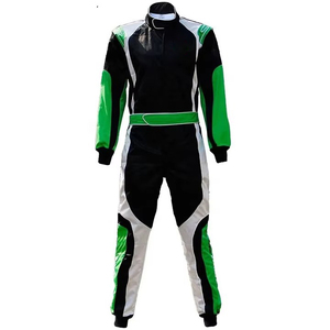 Traje de Motociclismo Unisex para Adultos, Manga Larga, Color Negro, Verde y Blanco, Bloques de Color, Transpirable, Anti-UV, Poliéster, para Todas las Estaciones - Product Image 1