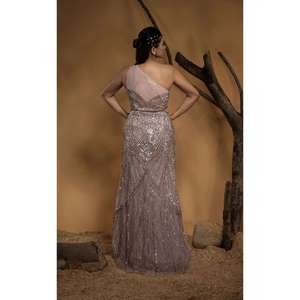 High Fashion Wholesale Mermaid Evening Dress | Women Premium One Shoulder | Asymmetric High Slit Embroidery | Floor Length Gowns - Product Image 3