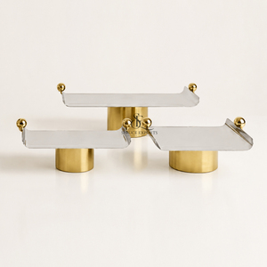 Luxury 3 Pc Metal Cake Stand <b>Set</b> With Gold Base And Handle. Elegant Dessert & Fruit Display Riser <b>Set</b> For Hotels & Catering - Product Image 1