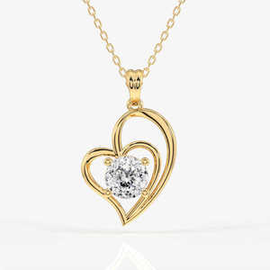 Collier cœur en diamant créé en laboratoire, pendentif cœur en diamant CVD, collier en diamant clarté VVS, bijoux cœur en or moderne - Product Image 1