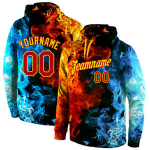 เสื้อฮู้ดดี้แบบสวมหัวลายเปลวไฟ 3 มิติ ดีไซน์สั่งทำล่าสุด พร้อมปักชื่อทีม หมายเลข และโลโก้ส่วนตัว - Product Image 1