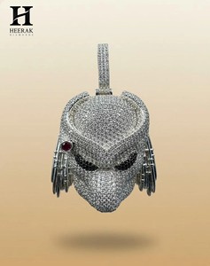 Collar con Colgante de Depredador Estilo Hip Hop, con Incrustaciones de Diamantes, Máscara Alienígena 3D Personalizada, Joyería de Lujo con Moissanita, Estilo Ciencia Ficción - Product Image 2