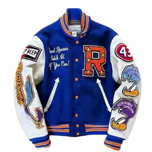 แจ็คเก็ตวาร์ซิตี้แบบกำหนดเอง แขนหนัง ปักลายปะติด ปักอักษรแบบ Letterman สไตล์บอมเบอร์ แจ็คเก็ตหนาสำหรับผู้ชาย เสื้อโค้ทสตรีทแวร์ - Product Image 1