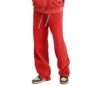 Pantalon de jogging gris en coton pour homme, taille élastique avec cordon de serrage, décontracté, respirant, écologique, poids moyen, devant plat, poches latérales - Product Image 5