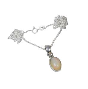 Mode opale éthiopienne 925 chaîne en argent Sterling pendentif bijoux faits à la main octobre pierre de naissance cadeau en pierre naturelle pour noël - Product Image 1