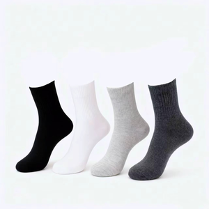 Men's Solid Crew <b>Socks</b>-<b>Breathable</b> Woven Spandex/Cotton Eco-Friendly Quick Dry Sporty Casual <b>Socks</b> for Business & Daily Use - Product Image 2