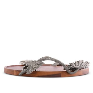 Plateau de service rond en bois avec poignée motif tournesol, idéal pour table basse, pour rehausser la décoration du salon, provenance Inde - Product Image 4