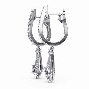 Boucles d'oreilles en diamant taille princesse de qualité supérieure en or blanc, diamants naturels certifiés GIA pour mariage féminin - Product Image 3