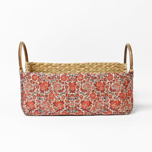 Cane Handle Storage <b>Basket</b> Red Medium 27x24x12 cm Multipurpose Organizer for Wardrobe Home Storage Decorative <b>Basket</b> - Product Image 2