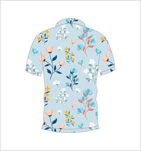 Polo pour homme à manches courtes, imprimé floral bleu clair, chemise décontractée d'été - Product Image 2