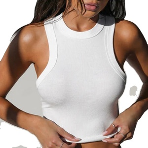 Oem Custom Logo High Quality Sleeveless Ladies Cotton Plain Knit Ribbed Crop Tank <b>Top</b> for Women Custom Women tank <b>Top</b> - Product Image 6