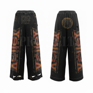 Pantalones Deportivos de Lona de Primera Calidad con Diseño Gráfico Desgastado, Corte Holgado a la Moda, Detalle de Dobladillo Desgarrado, Cómodos, Estampado por Transferencia de Calor - Product Image 5