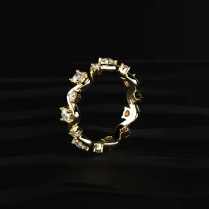 Anillo de Diamantes de Corte Redondo con Claridad VVS-VS, Anillo de Eternidad de Diamantes de Círculo Completo, Joyería Nupcial Elegante, Anillo de Propuesta Romántico - Product Image 5