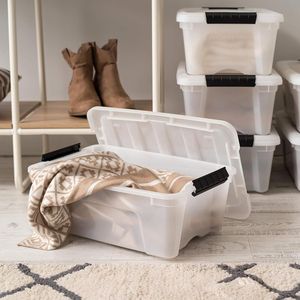 Set di 6 Contenitori in Plastica da 13 Qt con Coperchi e Chiusure, Senza BPA, Impilabili e Annidabili, Soluzione Organizzativa Resistente - Product Image 3