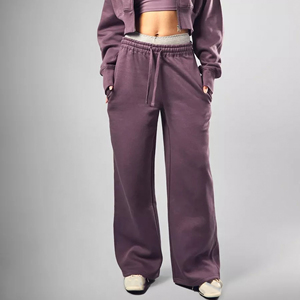 Wholesale Custom Ladies Winter High Waist Lace Solid Color <b>Fleece</b> Eco-Friendly Breathable High Quality baggy Fit ladies <b>trouser</b> - Product Image 6