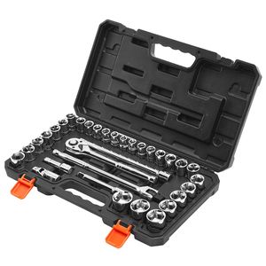 Set di Chiavi a Bussola con Cricchetto da 1/2 Pollice, 33 Pezzi, Kit di Riparazione Auto SAE e Metrico con Chiave a Cricchetto ed Estensione - Product Image 1