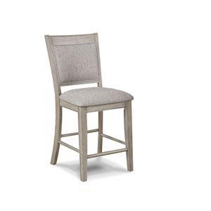 Farmhouse Style 2-Piece Tan/Beige Gray Finish Counter Height Bar Stool Upholstered Wooden Dining Room Furniture <b>Footrest</b> Back - Product Image 3