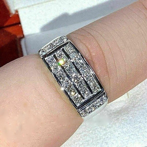 Men's Wedding or Engagement Cluster Band <b>Ring</b> Gold Plated 925 Sterling Silver Best <b>Iced</b> Out Band for Anniversary Gift - Product Image 2