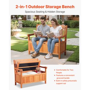 Panca Contenitore da Esterno per 2 Persone, Cassetta in Legno con Capacità di 125 Litri, Resistente alle Intemperie, Supporta 320 Kg, Ideale per Hotel e Giardini - Product Image 2