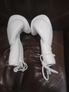 ถุงมือชกมวยหนังแท้สีขาว 12 ออนซ์ แบบมีเชือกผูก สำหรับฝึกซ้อมและแข่งขัน รุ่น YM-BGW-02 ขายส่งแบบกำหนดเองได้ - Product Image 3