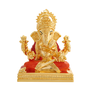 Idolo Tradicional de Ganesha de 13 Pulgadas, Colorido, Hecho a Mano en Acero Inoxidable, Diosa Hindú Murti para Templo, Hogar y Decoración Festiva - Product Image 1