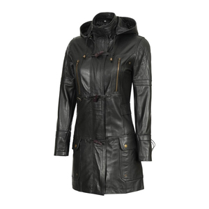 Abrigo Clásico de Cuero para Mujer, de Largo Completo, con Acabado Refinado y Estilo Versátil para la Moda Moderna - Product Image 2