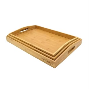 Plateau de service en bois Linden Craft, rectangulaire, couleur unie, design rétro fait main, vaisselle et assiettes pour la salle à manger, plateau de service en bois - Product Image 4