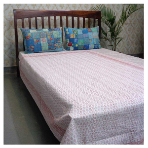 Best Selling Products Handmade Patchwork Cotton <b>Quilt</b> Twin Size Pink White Traditional Kantha Style Bed Cover Home Use - Product Image 1