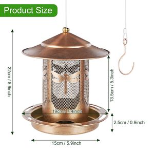 Comedero para Pájaros de Metal Rústico Colgante con Diseño de Libélula, Comedero para Pájaros Silvestres para Exteriores, Decorativo para Jardín, Patio o Terraza - Product Image 6