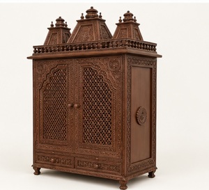Exclusive Pooja <b>Cabinet</b> with Double Doors Handcrafted Teak Wood Puja <b>Cabinet</b> Home Australia Closed Door Wooden Temple Manufactur - Product Image 5