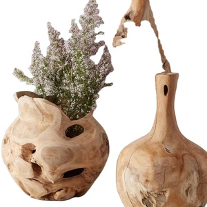 PLANTES TRADITIONNELLES ARTISANAT pot de fleurs en bois souhaitant bien jardinière arrière-cour décor de jardin jardinières en bois écorce fleur jardin - Product Image 1