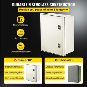 Armadio Elettrico NEMA 4X in Acciaio e Fibra di Vetro 16 X 12 X 8 Piedi IP67 Impermeabile e Antipolvere per Uso Esterno/Interno - Product Image 3
