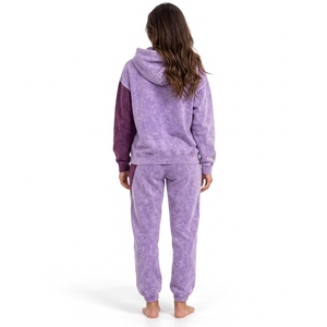 Conjunto Deportivo de Dos Piezas para Mujer, Estilo Vintage, Lavado Ácido, Sudadera y Pantalones Jogger, Tela Lavada, Tacto Suave, Corte Holgado, Ropa Casual Urbana - Product Image 2