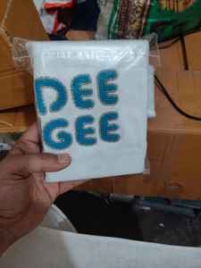 Camiseta sin mangas de algodón acanalado blanco con parche de perro con cuentas doradas, ropa interior sin mangas, prendas de moda casual, diseño animal hecho a mano - Product Image 2