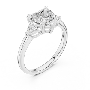 Bague de fiançailles classique de luxe en diamant taille cœur à trois pierres, en argent plaqué rhodium, bijoux fins unisexes pour mariage - Product Image 3