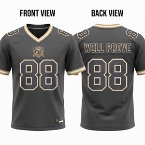 Maillot de football américain personnalisé sublimé en polyester 280 GSM, écologique, séchage rapide, respirant, unisexe, noir, rouge, blanc, étoile - Product Image 6