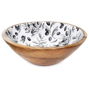 Bol en bois de style rustique et campagnard, authentique, fait main, écologique, pour le rangement des fruits, la présentation des salades et l'organisation de la cuisine - Product Image 5